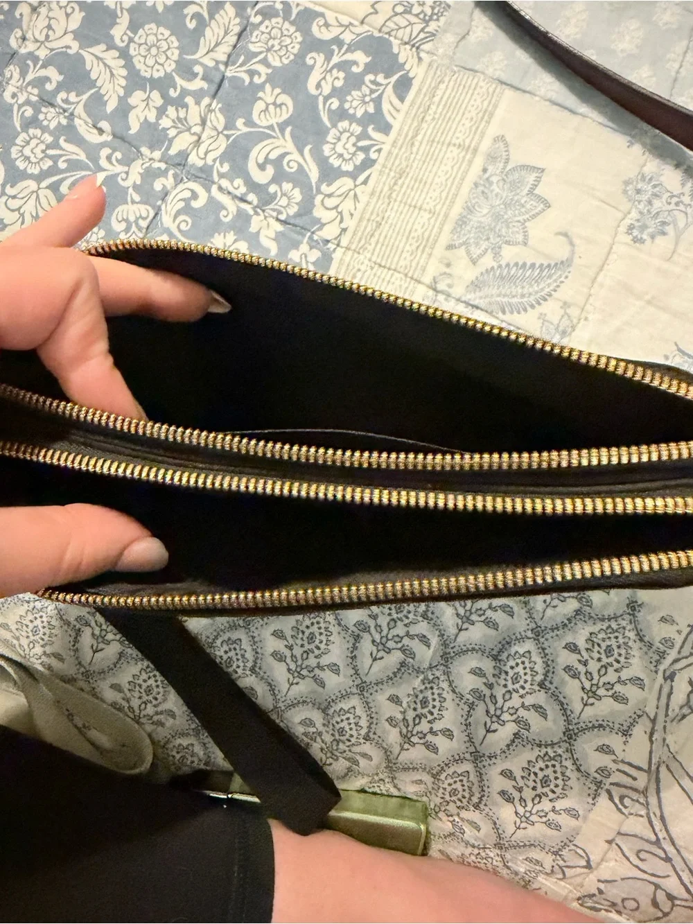 lululemon athletica Black Suede Wristlet with Gold Hardware
